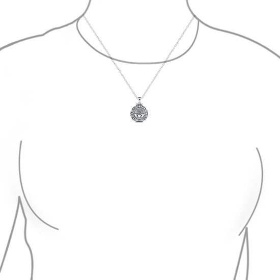 Bff Vintage stijl Lucky Green Klaverblad Ronde Keltische Ierse twee foto Hart Ovaal Rond Memorial Claddagh Behoud Afbeeldingen Medaillon Ketting Voor Vrouwen .925 Sterling Zilver Aanpasbaar, 18 EU — afbeelding 2