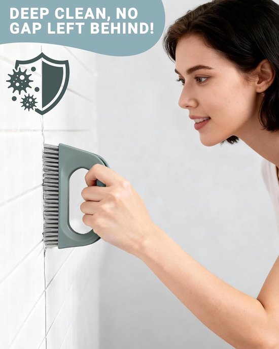 Voegenborstel voor tegels, 5 stuks raamborstel, voegenreiniger, raamreinigingsset voor het verwijderen van kalkaanslag, douche, badkamer, keuken en huis, groen — afbeelding 5