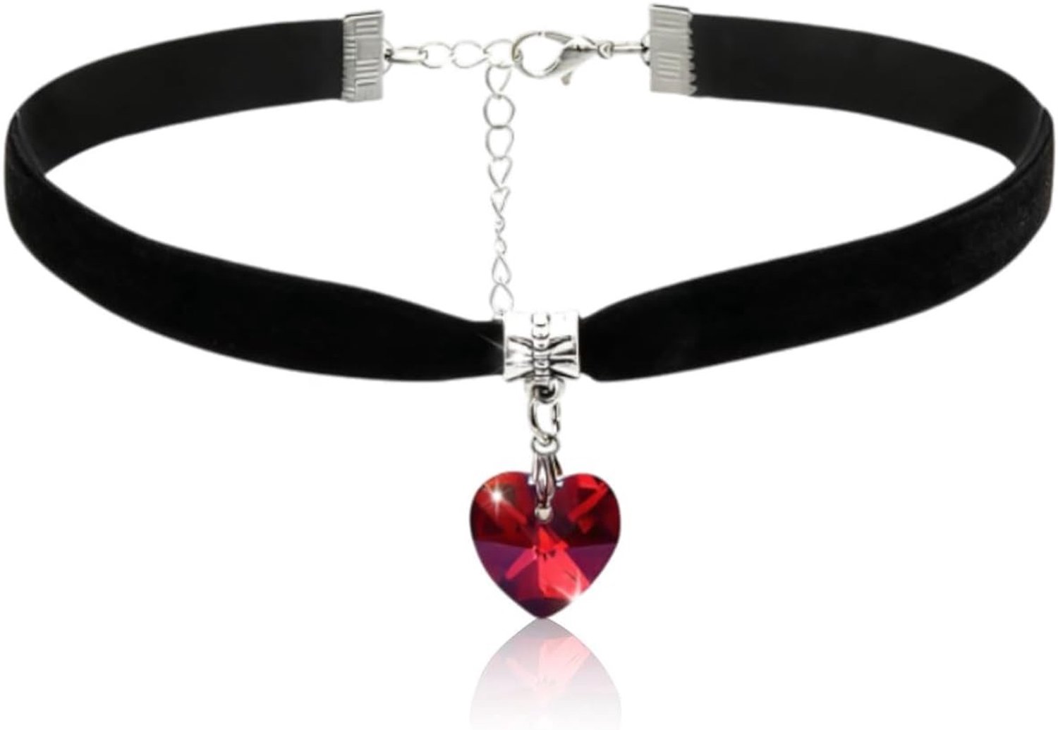 Gothic Choker Halsketting met Hart voor Vrouwen - Vintage Trachtenkette voor Feestjes, Cosplay en Valentijnsdag - Perfect voor 80er en 90er Stijl (Rood)