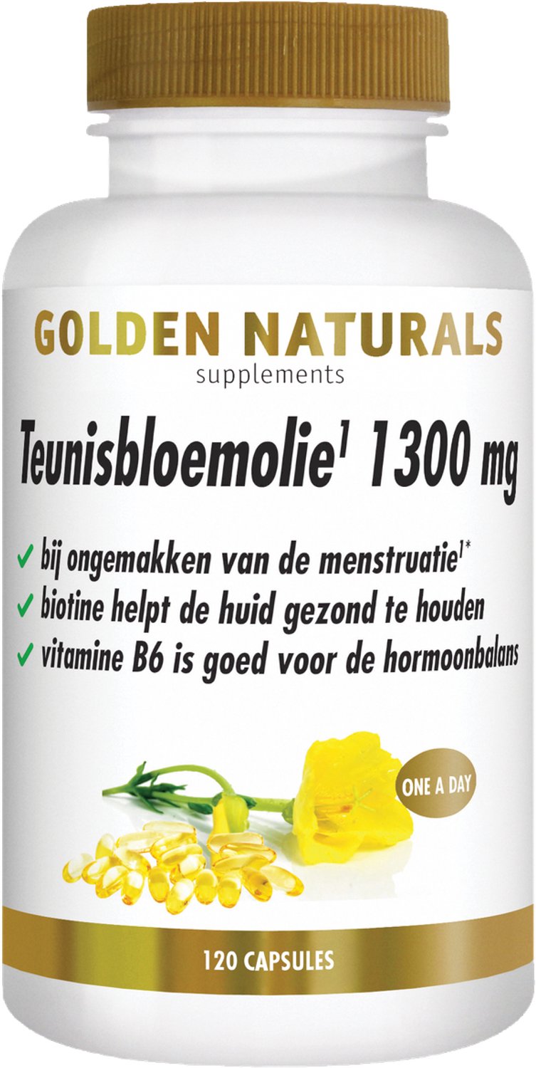 Bol.com Golden Naturals Teunisbloemolie 1300mg (120 softgel capsules) aanbieding