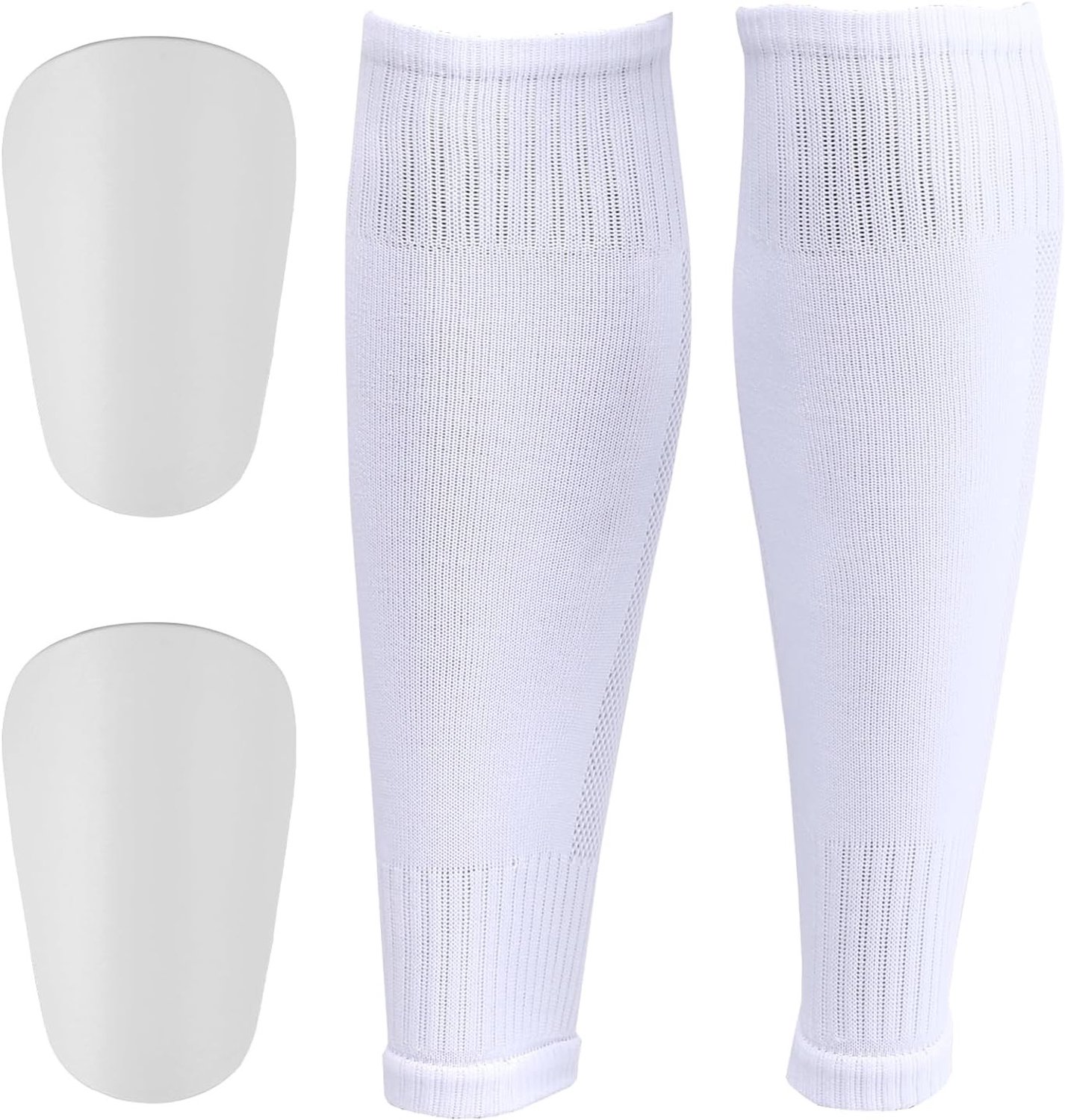 Mini Scheenbeschermers Voetbalkousen Set - Wit - 37 cm - Elastische Kousen met Mini EVA Beschermers - Voor Sportliefhebbers