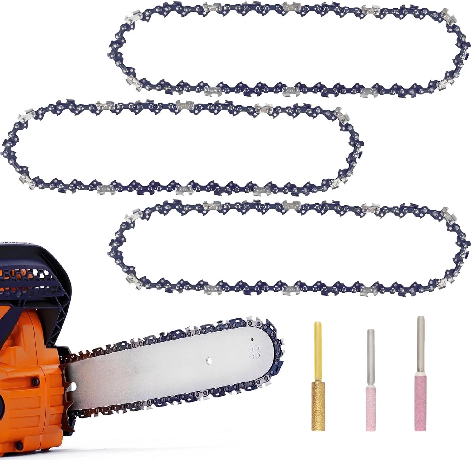 3 x 25 cm Zaagketting 3/8 Inch LP 40 Aandrijflinks 1.1mm voor Accuzaag, Vervangingsketting voor 10 Inch Zaagblad, Geschikt voor Diverse Merken en Modellen