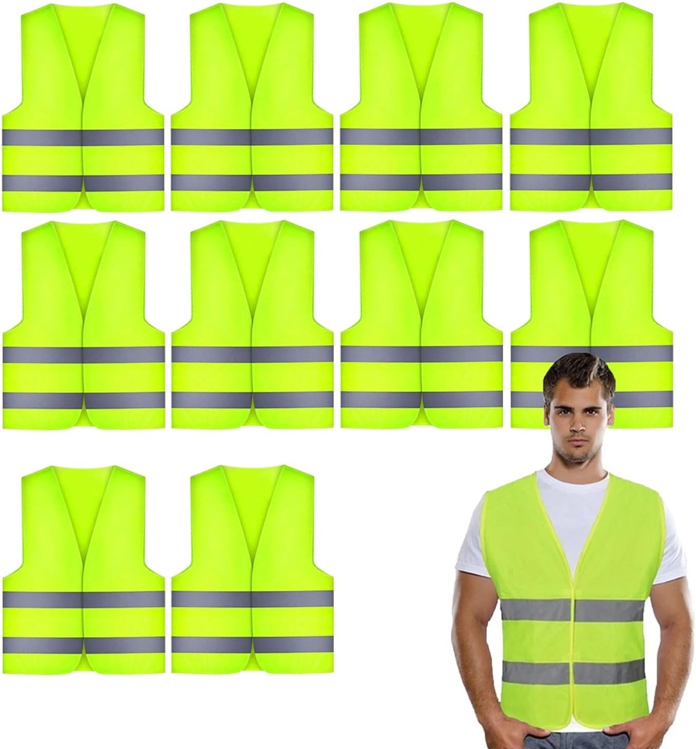 Veiligheidsvest met Hoge Zichtbaarheid, Reflecterend, Unisex, One Size, Ideaal voor Werken en Fietsen, Geel