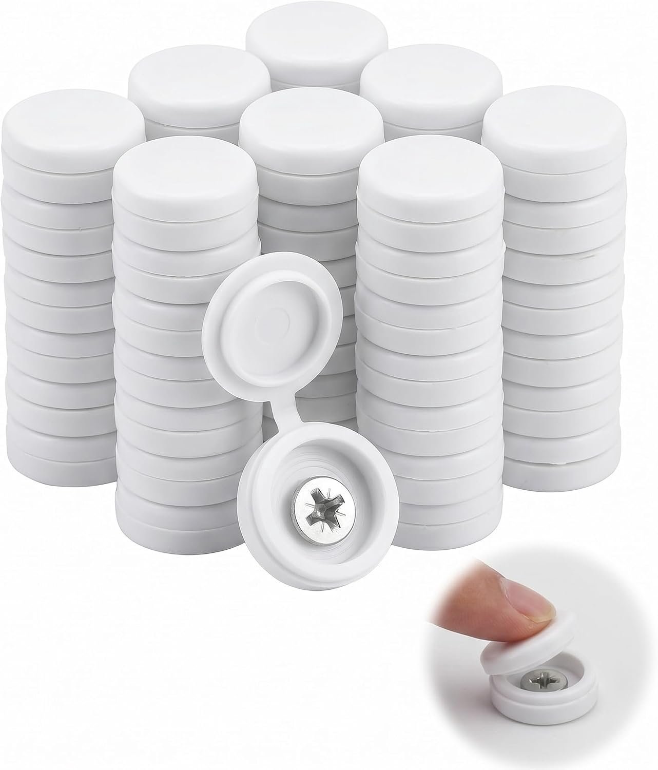 Schroefafdekkingen 100 stuks - witte kunststof doppen - decoratieve afwerking - bescherming voor meubels - ShopVlot