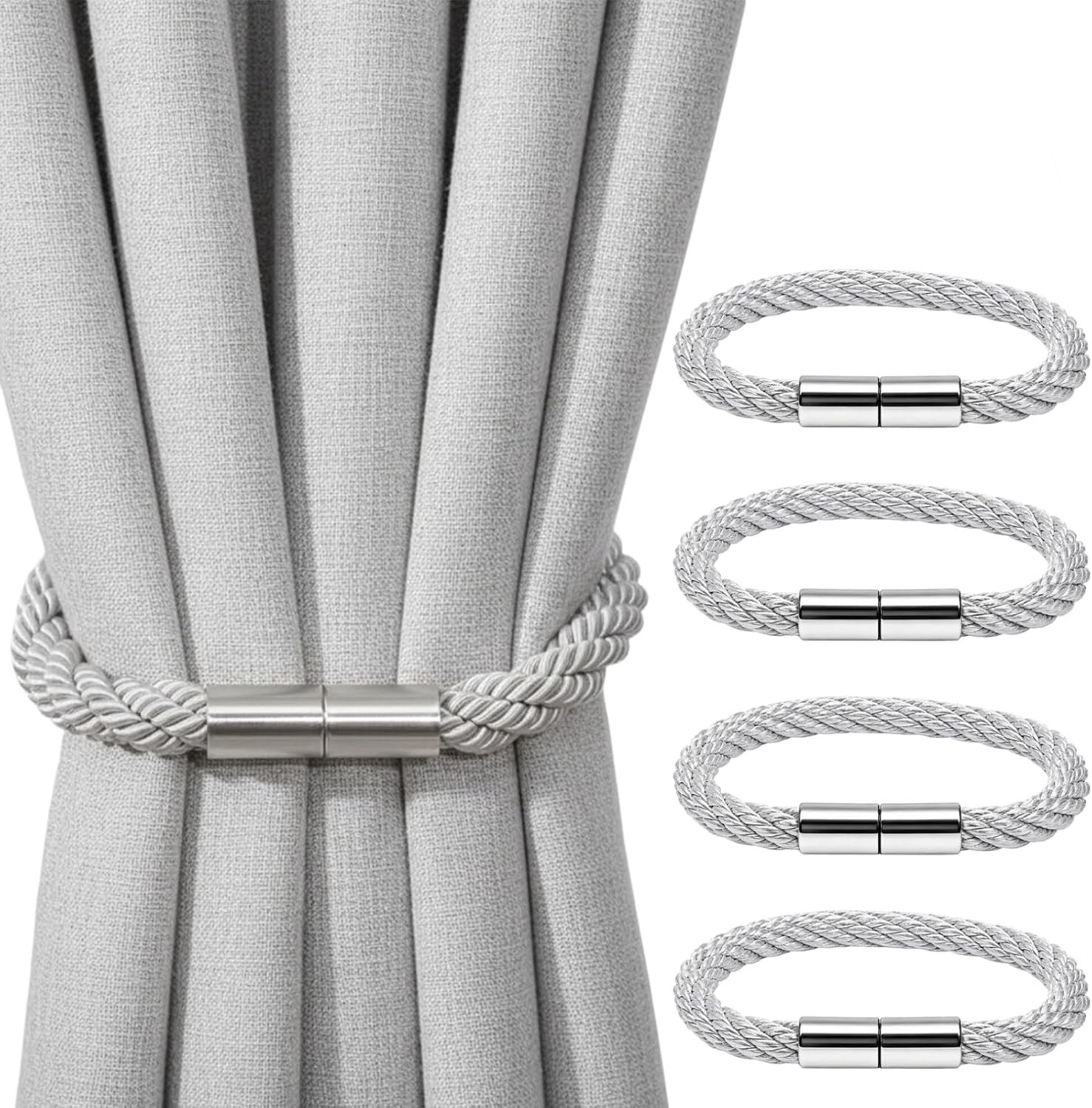 magnetische gordijnhouders 50 cm - grijs - verstelbaar - ideaal voor hotelramen - ShopVlot