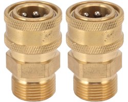 M22 Zuiver Koper Hogedrukreiniger Fitting Adapter voor Snelle Verbinding Lichtgewicht voor Pistolen Slangen Pompen 2 Stuks (Binnengat 14 mm/0,55 inch)