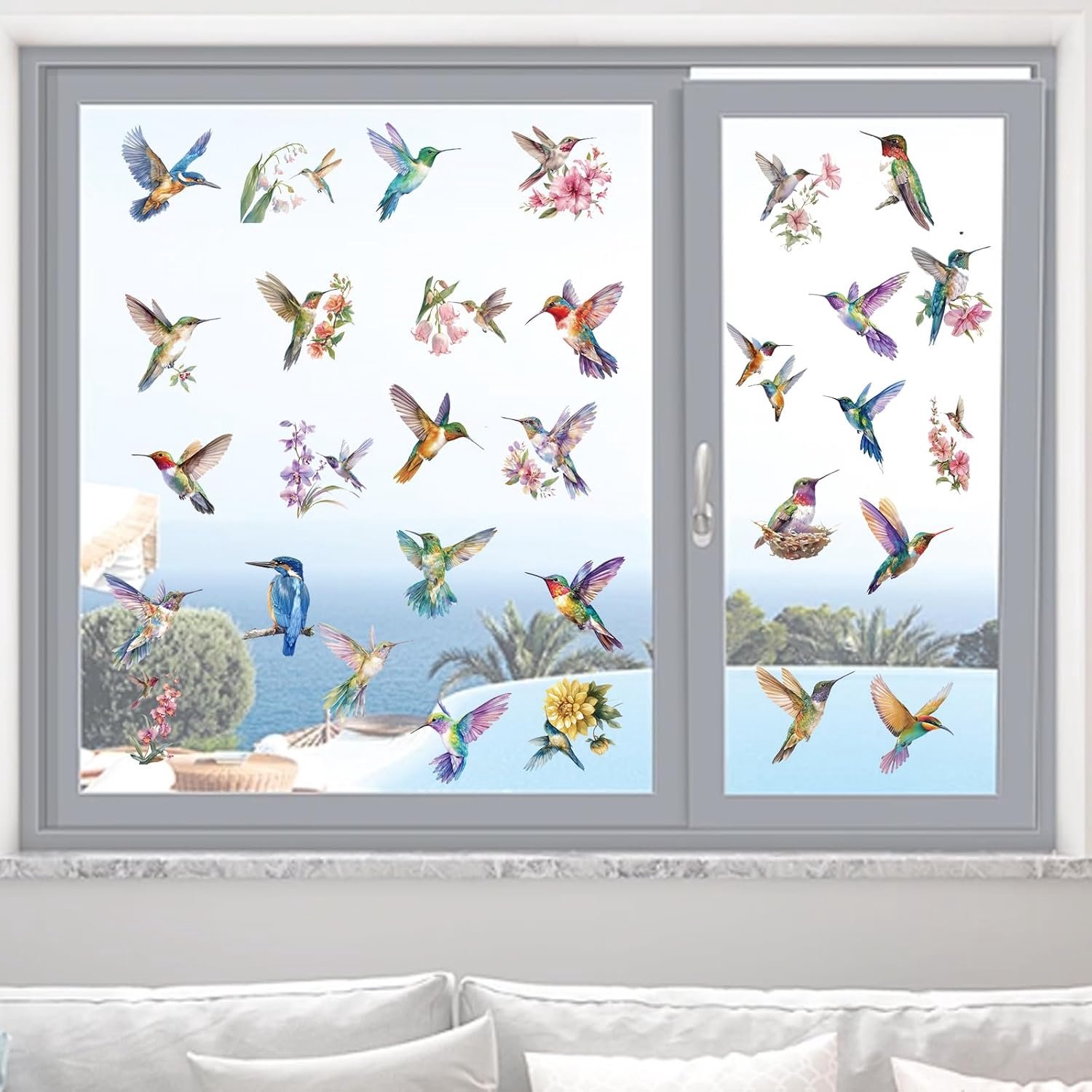 Kolibrie Decoratieve stickers, 100 stuks, waterdicht, raamstickers voor kinderen, volwassenen, decoratieve raamstickers voor feest, huis, woonkamer, slaapkamer en badkamer