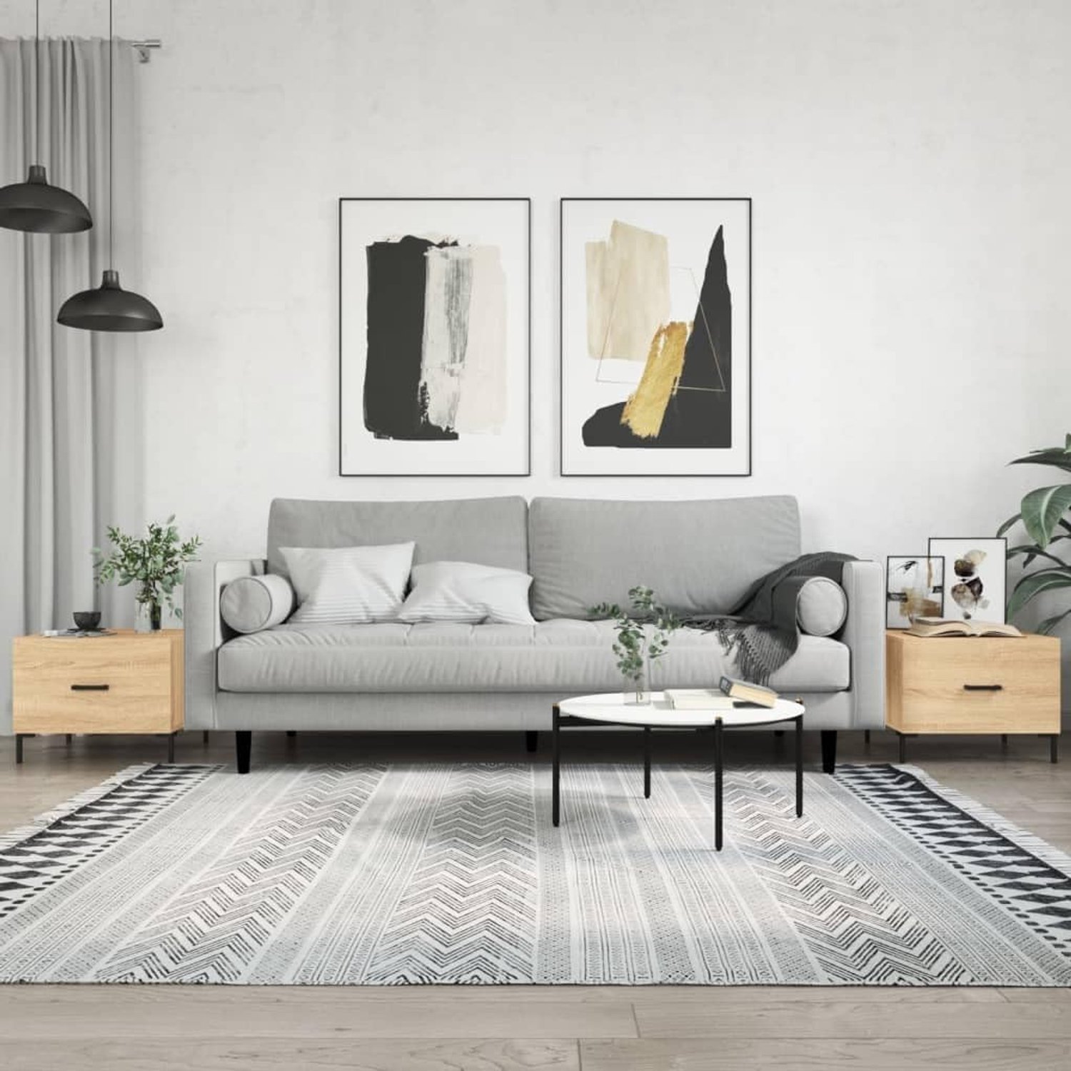 Salontafels 2 stuks Sonoma-eiken sofatafels lounge tafels voor kantoor 50x50x40 cm houtmateriaal