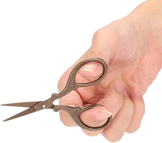 Vintage kraanontwerp roestvrijstalen schoonheidsschaar Professionele wenkbrauwtrimmenschaar voor het verzorgen van make-up 2 stuks goud rood 9,3x4cm — afbeelding 5