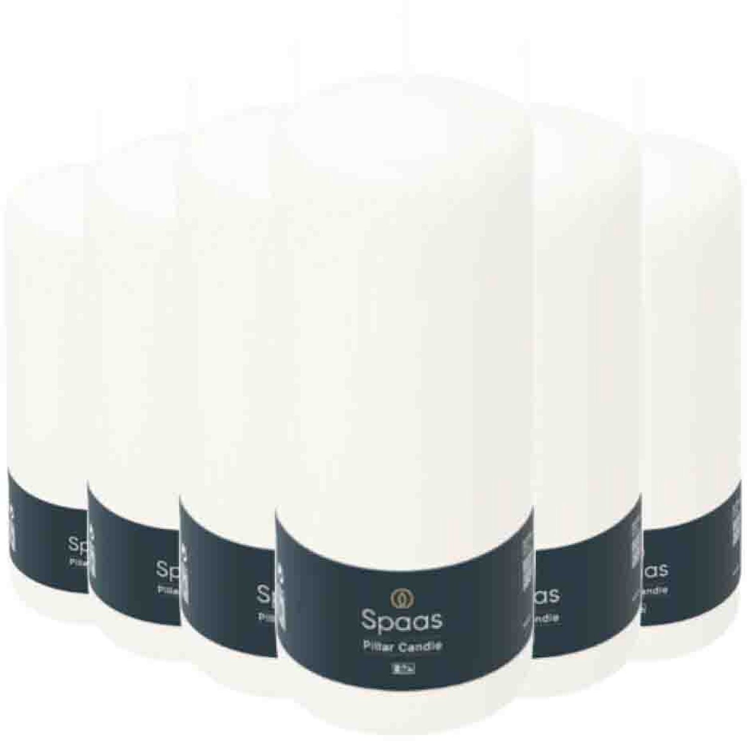 SPAAS Cilinderkaars Wit 60/150 mm ± 45 branduren - 6 x 1 stuk - Voordeelverpakking