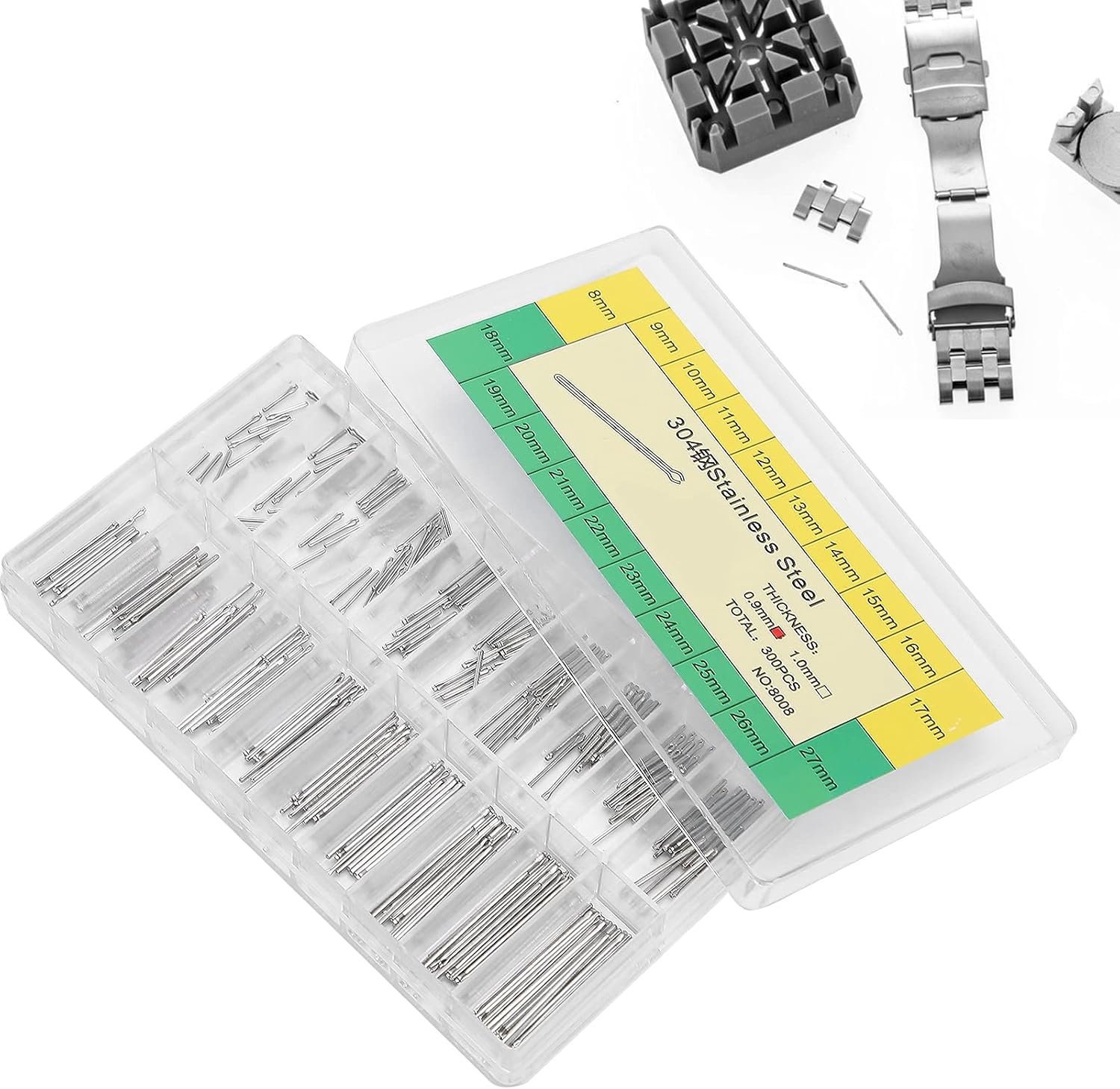 Horlogebandjes, 300 Stuks Horlogebandverbindingspennen, Roestvrijstalen Horlogebandreparatie, 0,9 Mm Horlogeband Splitpennen 304 Roestvrijstalen Horloge-onderdelenassortiment 8-27 Mm