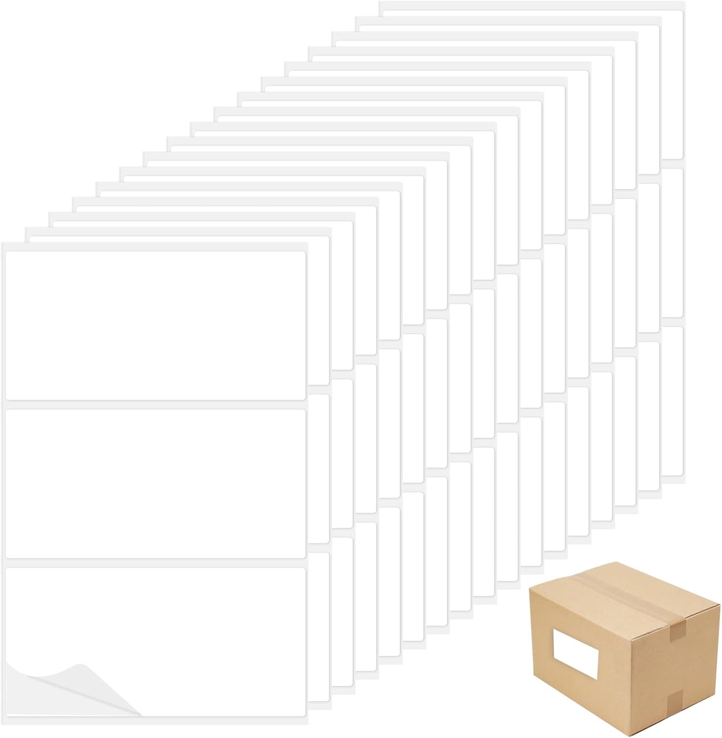 Witte zelfklevende etiketten, waterdicht, grote etiketten voor opbergdozen, zelfklevende etiketten, voor kantoor, keuken, supermarkt, laboratorium (102 x 51 mm, 17 vellen, 3 etiketten per vel), 51