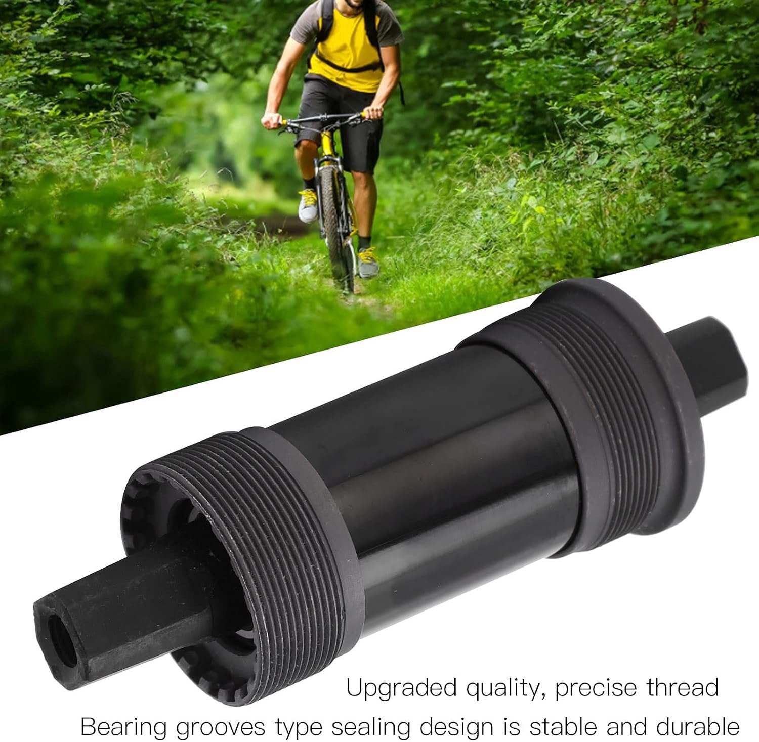 68 Mm Trapas 68 Mm Trapas Fietsas met Vierkant Gat, Praktisch in Gebruik Hoge Betrouwbaarheid Professioneel Ontwerp Trapas Trapas met Schroef Bodembeugels (110.5MM)