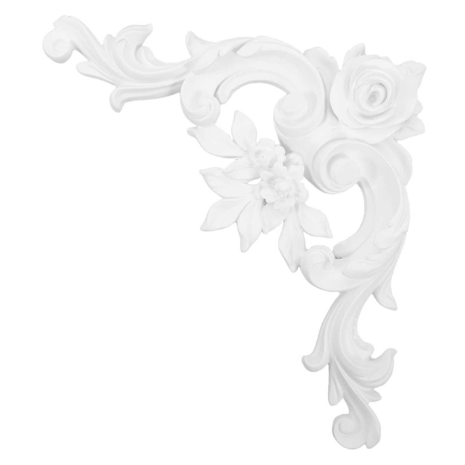 PU Witte Barokke Decoratieve Hoeklijst Bloemmotief Plafondornament Eenvoudig Te Installeren Sierlijsten voor Wandpanelen Toepasbaar voor Europese Interieurdecoratie