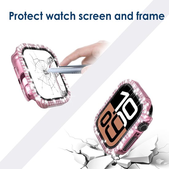 4 stuks Bling Harde PC Case met Glazen Screenprotector Compatibel met Apple Watch Series 10 46mm, Crystal Bumper Case Vervanging voor iWatch 46mm (Serie 10) — afbeelding 3