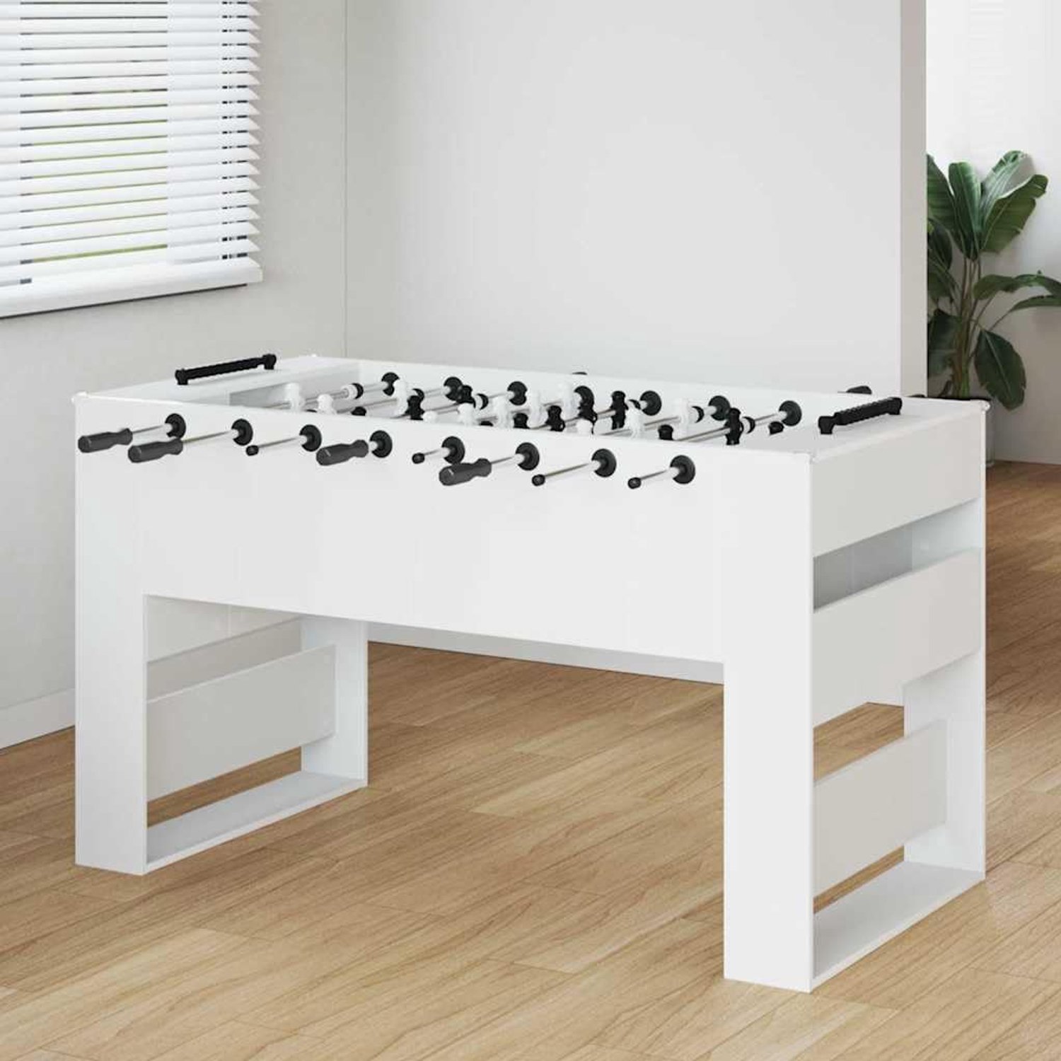 Tafelvoetbaltafel voor speelkamer, 146,5 x 74 x 85 cm, voetbaltafel met ergonomische handgrepen, stabiele houten tafelvoetbal voor thuis