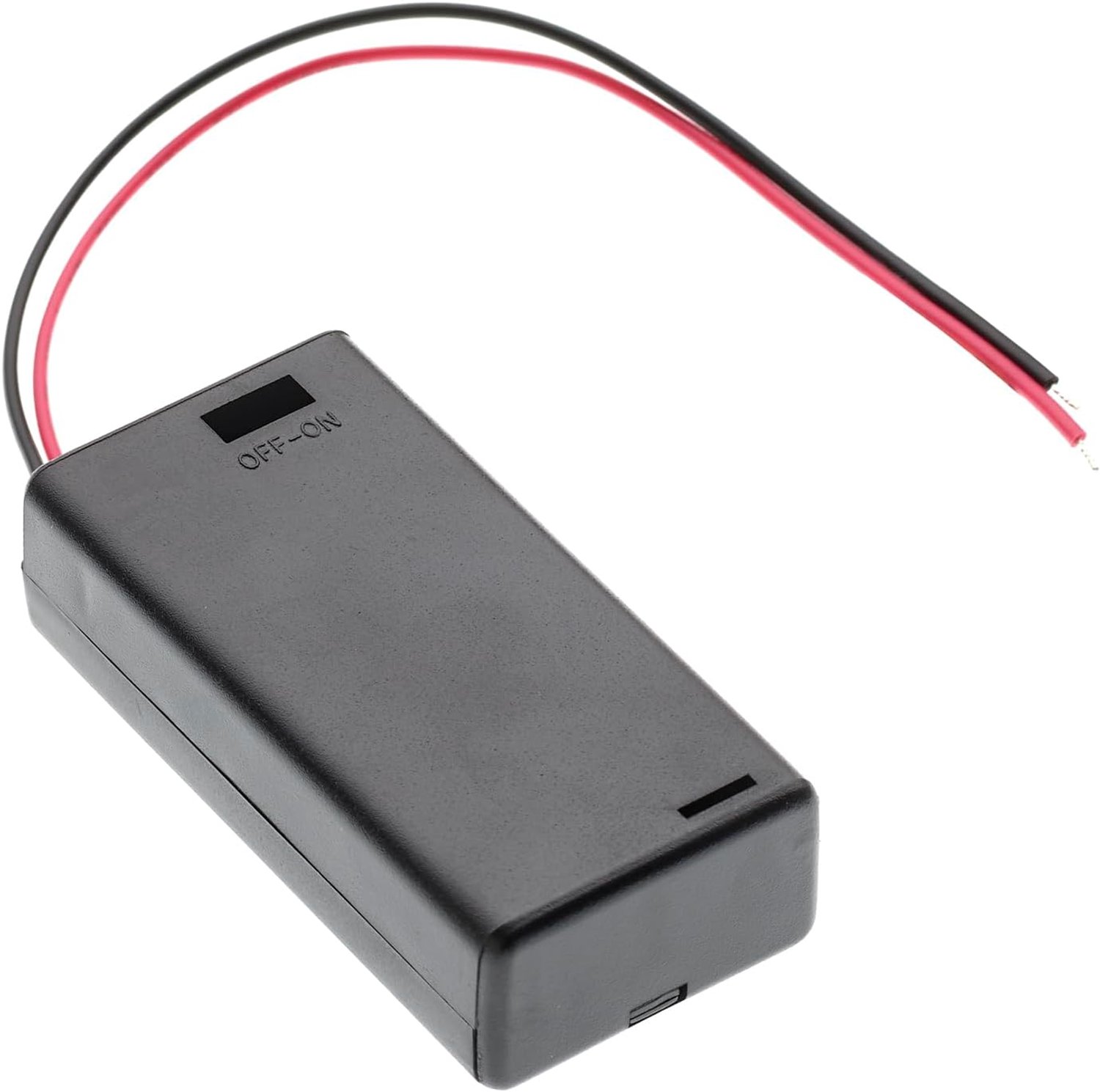 2x AA 3V Battery Holder Case with Cover - Plastic Storage Box with Wires & Leads 150mm for DIY. Compatible with (2 Slot x 1.5V) Batteries