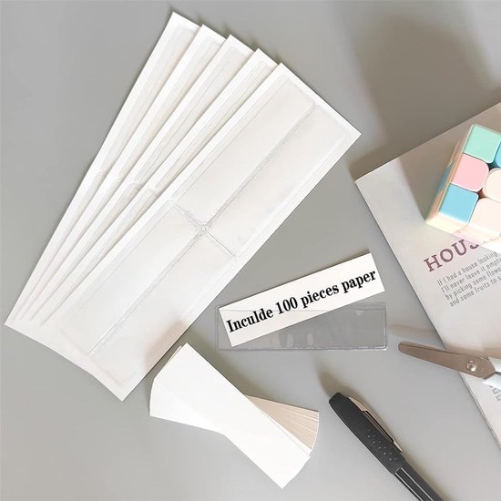 10 stuks zelfklevende etikettenhouders van transparant kunststof voor bibliotheek, brievenbus, bedrijfsbibliotheek, bibliotheek, etikettenhouder, brievenbusetiket — afbeelding 2