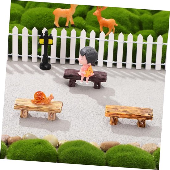 6 Stuks Mini Resin Stools Imitatie Hout Micro Landschap Decoraties DIY Craft Ornamenten voor Desktop Tuin Willekeurige Kleur — afbeelding 4