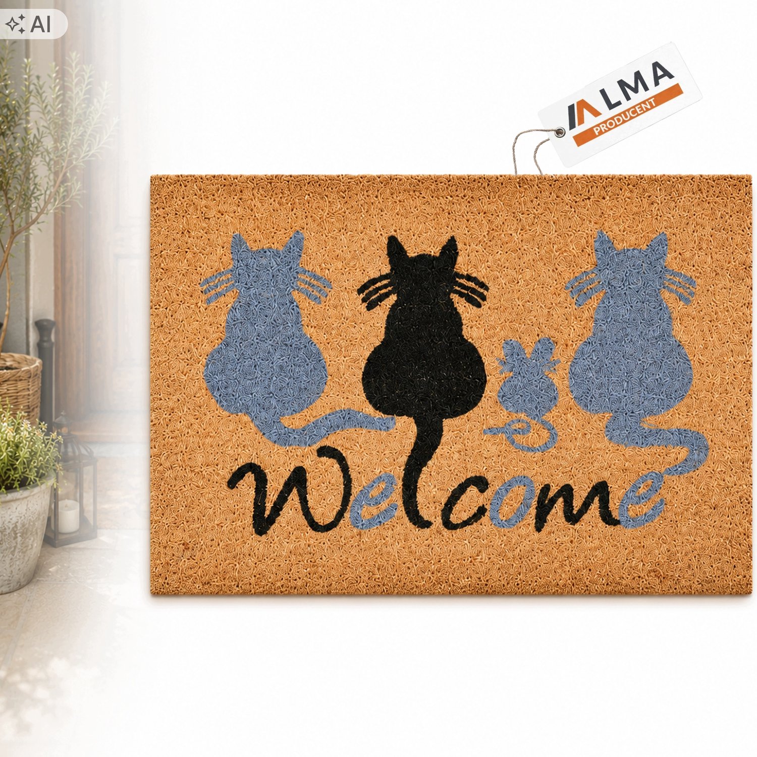 Kokosmat Deurmat 40x60 cm - Natuurlijk Kokosvezel met Rubberen Onderkant