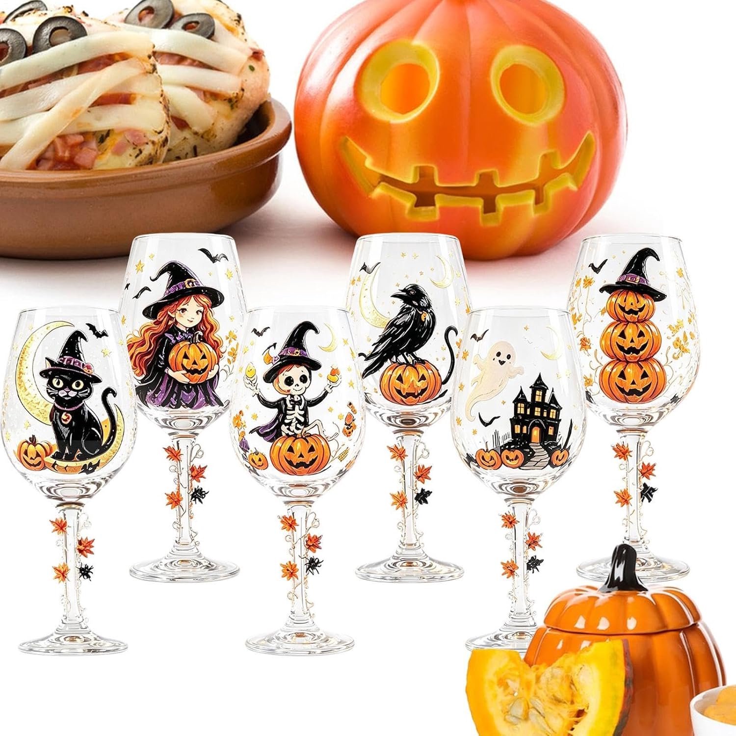 Witte wijnglazen - Halloween lange steel vakantie partij drinkbekers
