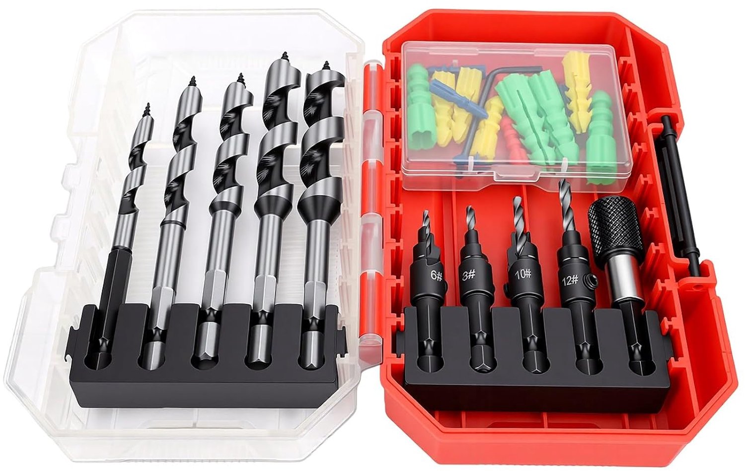 Hyuduo Set Houtbewerkingsboren, 5 Vijzels en 4 Verzinkboren, 1/4 Inch