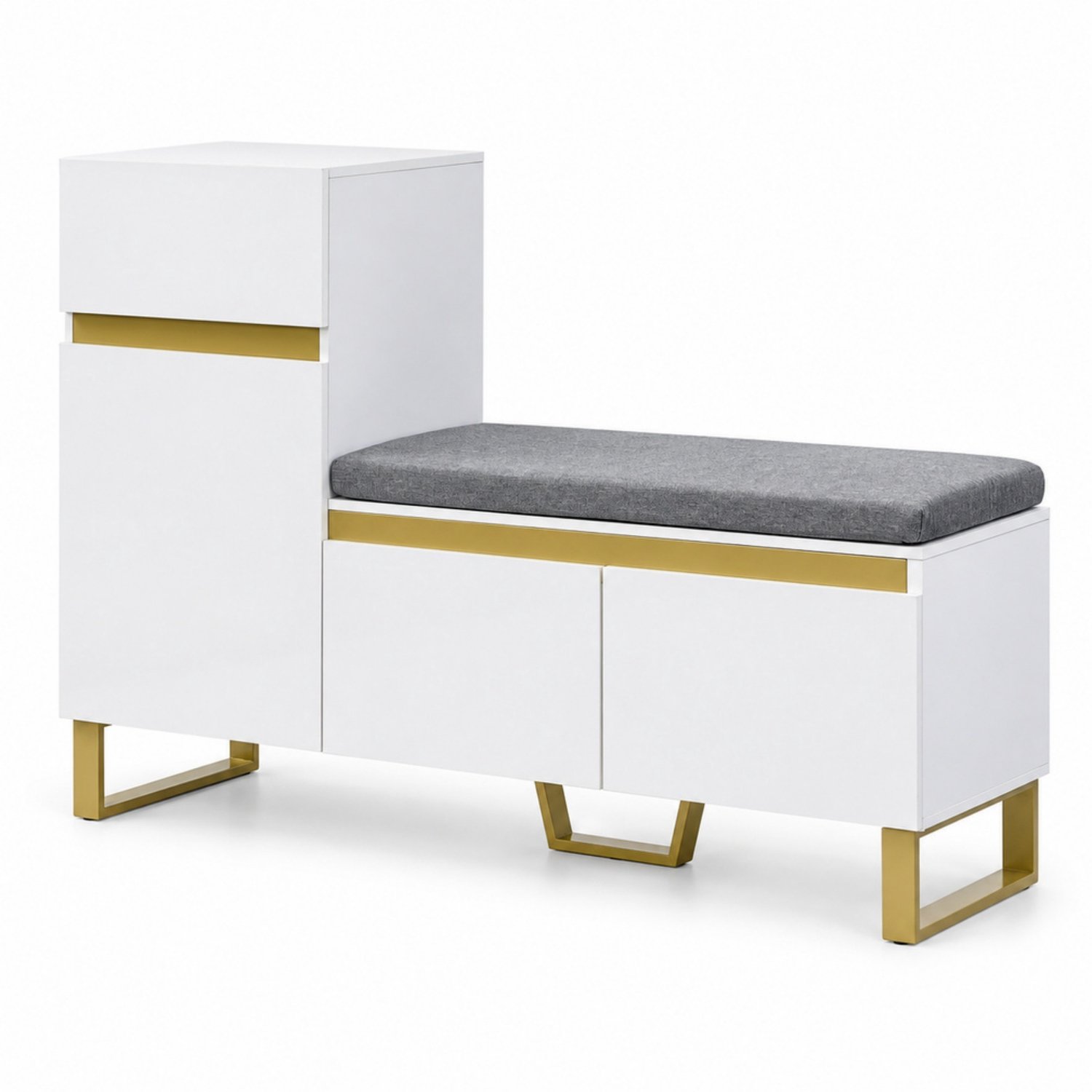 LONG DRAGON - Schoenenkast met zitbank en lade - Wit - 120 x 35 x 85 cm