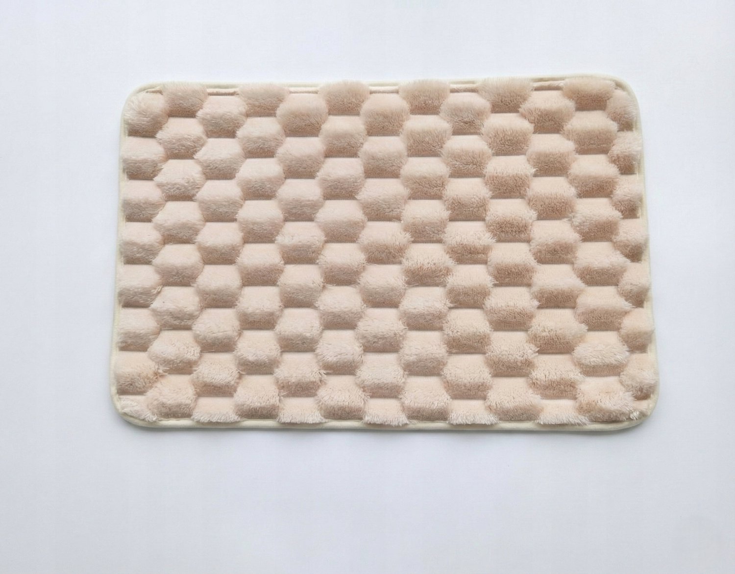 Bademat Crème 40x60 cm met 3D Kubus Structuur & Antislip Bodem