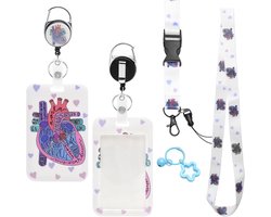 ID Card Holder, Nurse Set, Retractable Key Chain with Heart Design, Adjustable Lanyard, Retractable Robust, Ideal for - ShopVlot