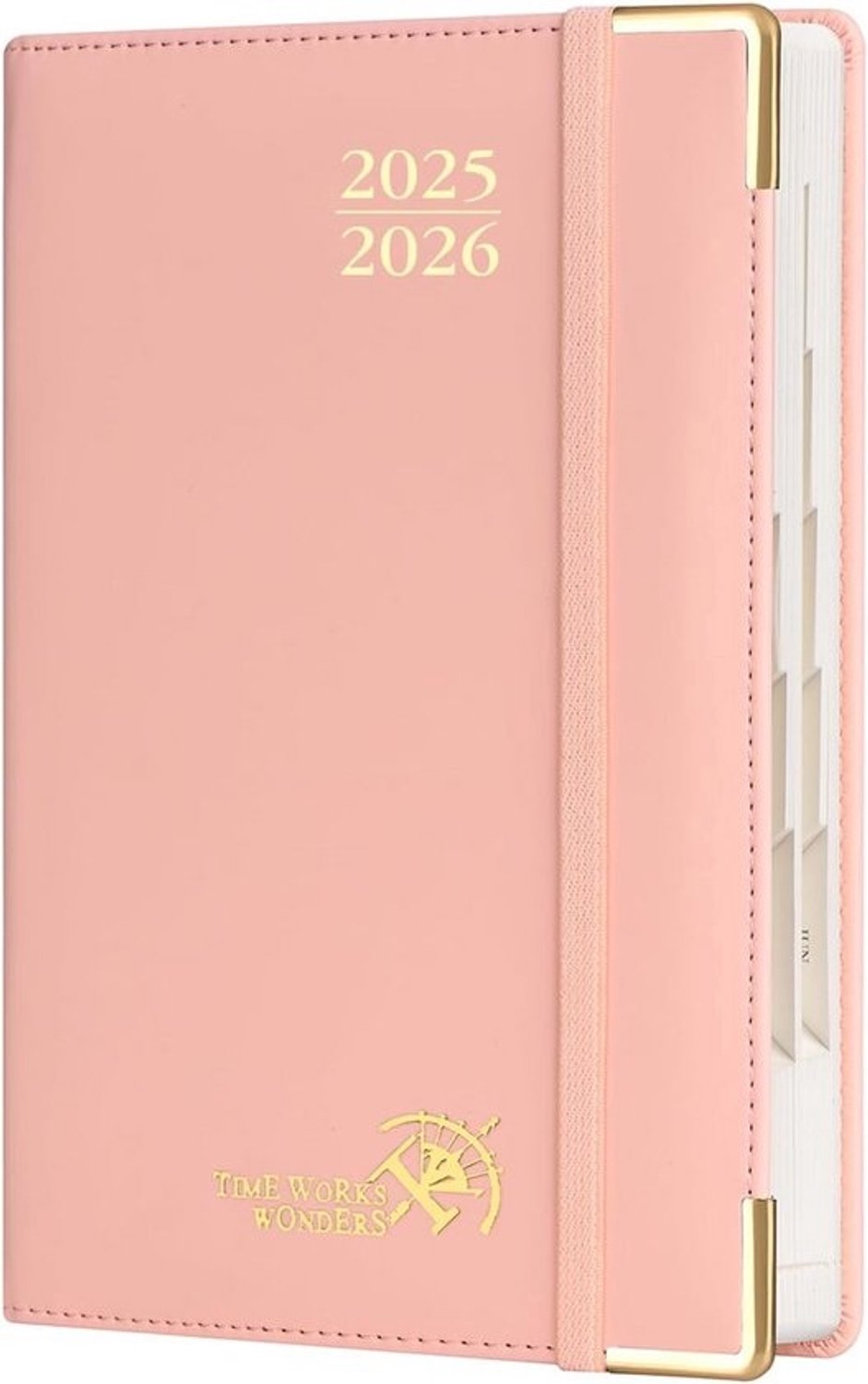 Agenda 2025-2026 - schooljaar-dagplanner - softroze PU-leer - 1 pagina per dag