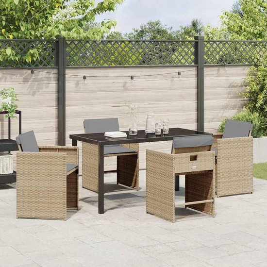 Poly rotan moderne elegantie eetset 5 delig beige — afbeelding 2