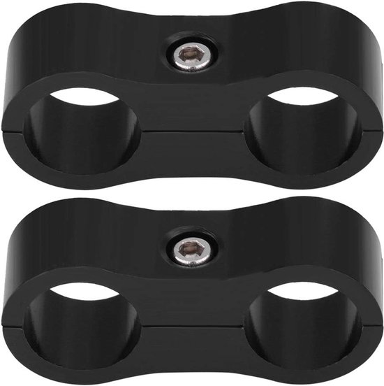 2 stuks AN6 gevlochten slangscheider klemfitting adapterbeugel universele precisie gefreesde aluminiumlegering houdt de slangindeling netjes voor automotive raceauto (Black) — afbeelding 5