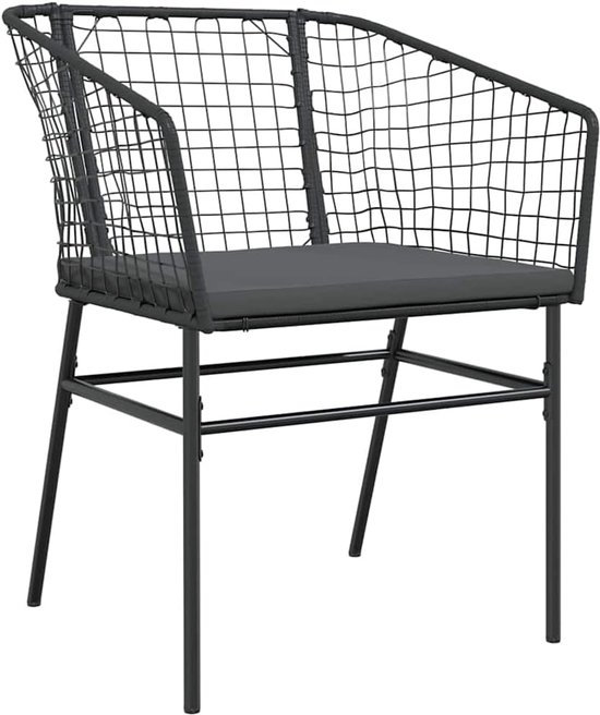 Poly rattan glazen tafelblad buiten eetset moderne zwarte 5 delige set — afbeelding 3