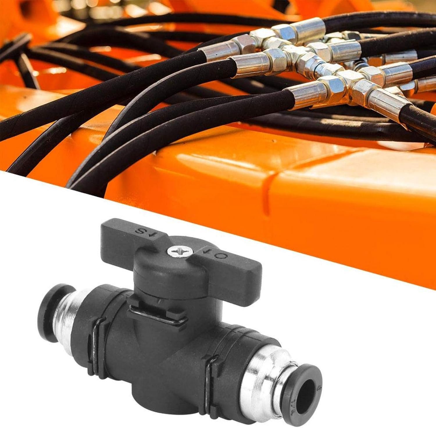 Connectorklep, zwarte handmatige regelklep Dubbelzijdig snelkoppelingsgereedschap, kunststof en volledig koperen vernikkelingsmateriaal, roest- en corrosiebestendigheid(BUC-06)