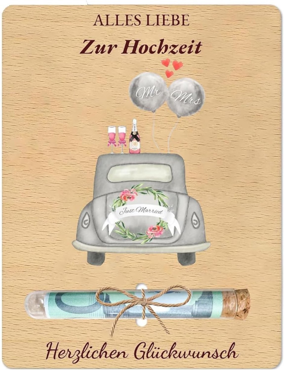 Geldgeschenk voor bruiloft met reageerbuis, unieke verpakking voor huwelijkscadeaus, bruiloftskaart, origineel cadeau idee voor het bruidspaar