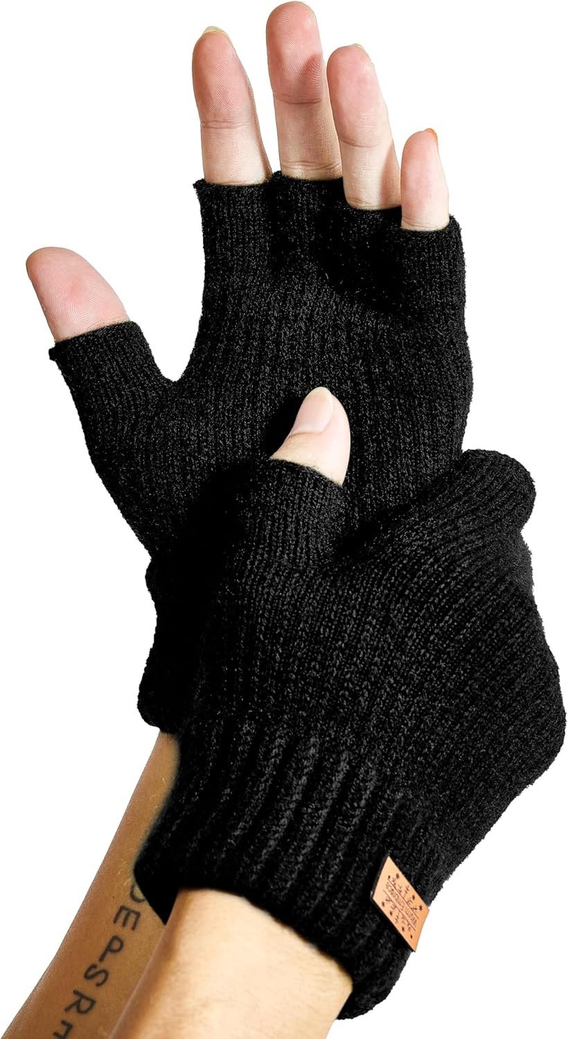 Vingerloze Handschoenen - Goud - Eén Maat - Warme Gebreide Kasjmier Handschoenen - Voor Heren en Dames