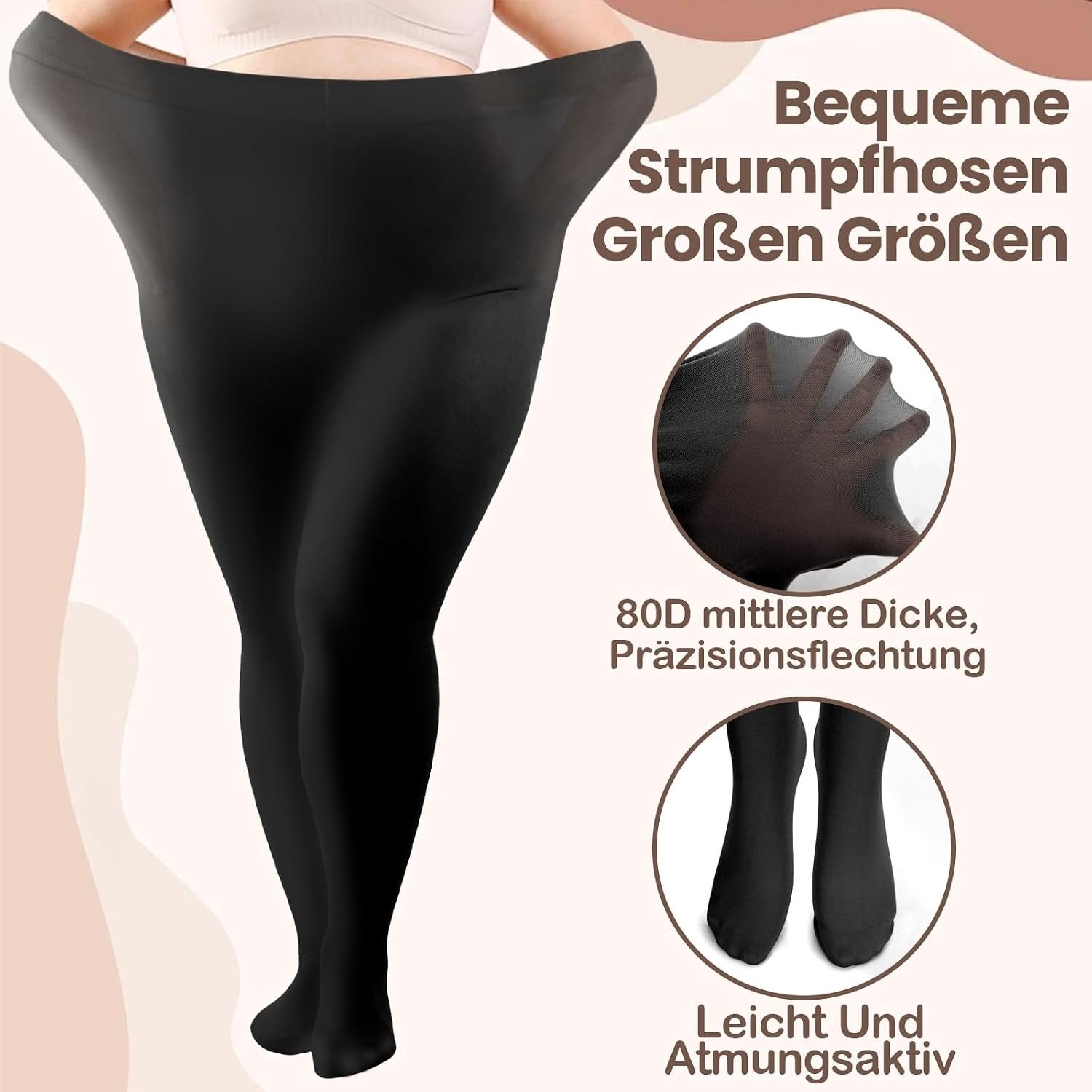 Plus Size Semi-Transparante Damespanty's 80 Denier, Hoge Taille, Ideaal voor Curvy Vrouwen