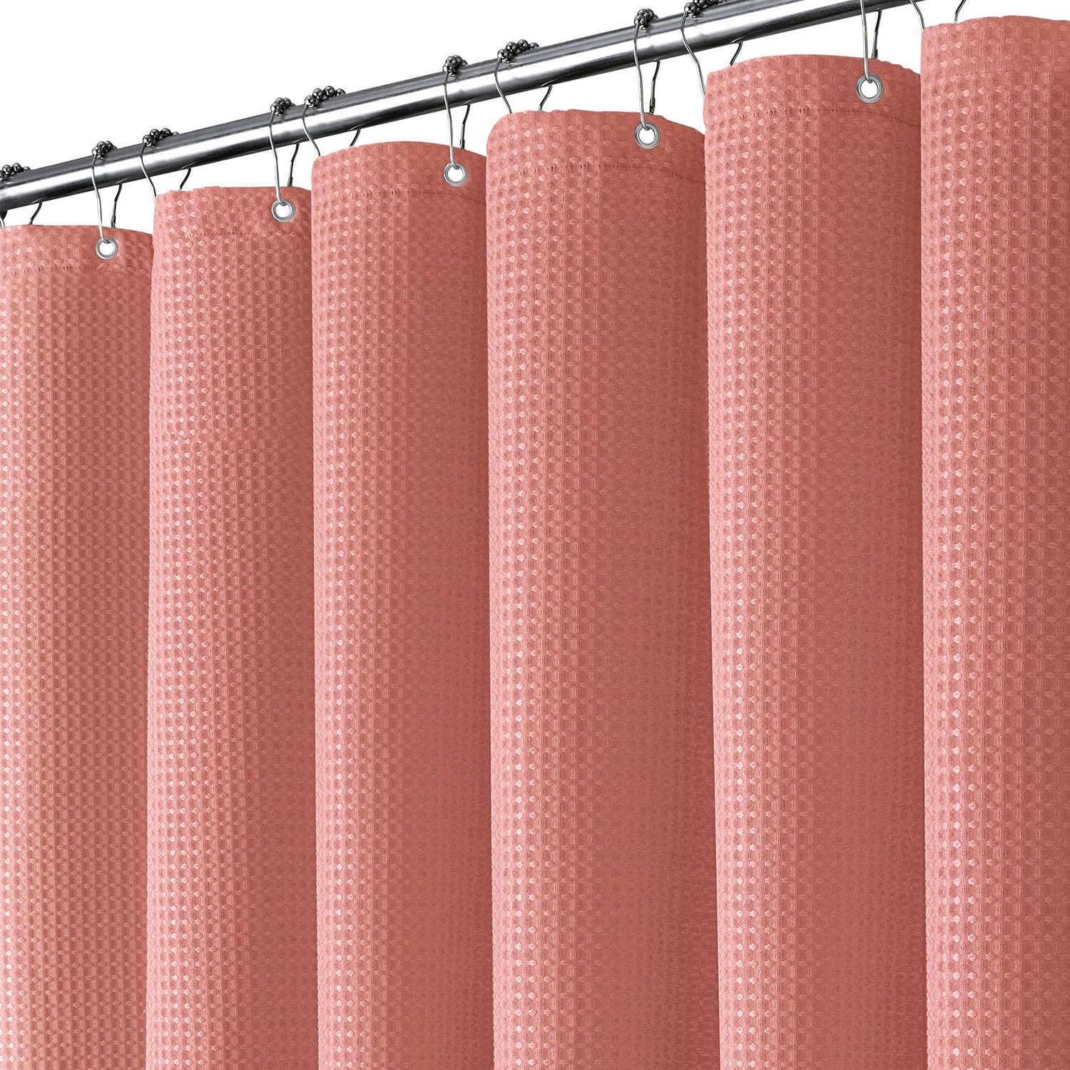 BTTN Douchegordijn, wafelpatroon, 120 x 200 cm, smal, anti-schimmel, binnenkant gecoat met waterdichte folie, met 8 plastic haken, wasbare polyester d