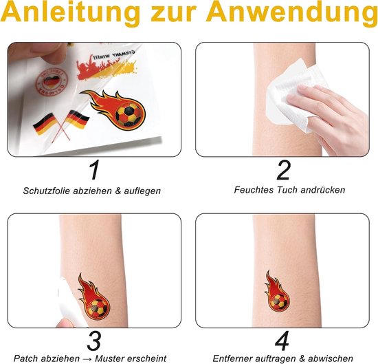 60 stuks Duitse stickers, tijdelijke voetbal-tattoo-stickers — afbeelding 4