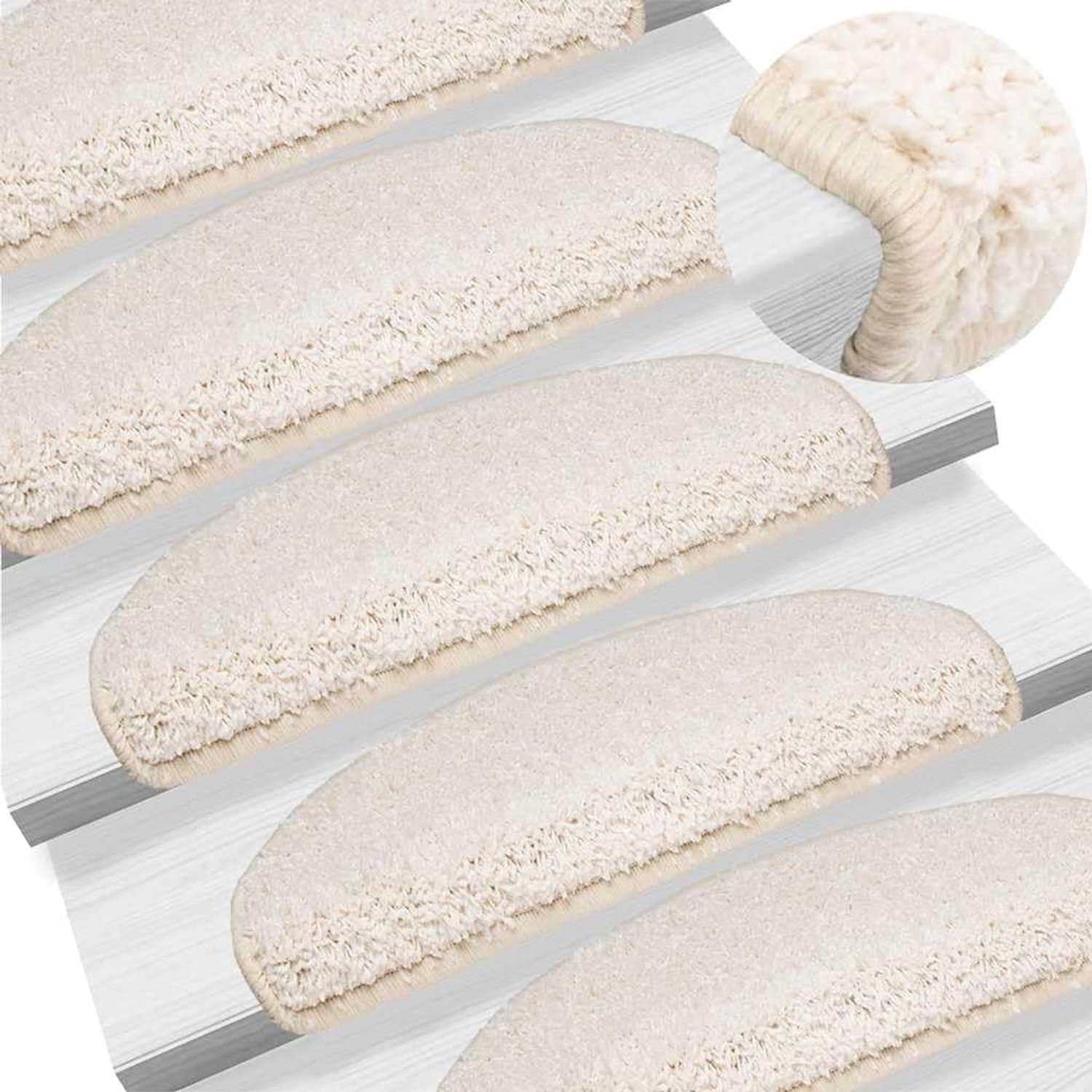 Trapmatten 15 STK. Halfrond wit antislip 65x21x4 cm