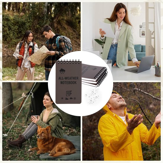 Write in the Rain, 4 stuks waterdicht notitieboek, veldnotities, pocket notebook voor outdoor-avonturen, regendagistraties en veldwerk (bruin) — afbeelding 2