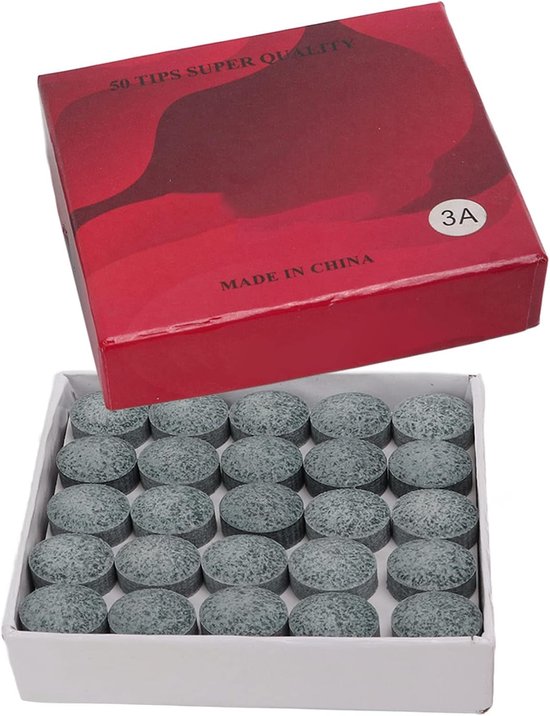 50 stuks 14mm 3A kwaliteit lederen keu tips hoge elasticiteit biljart snooker pool keu vervangende accessoires voor professionele spelers grijs — afbeelding 5