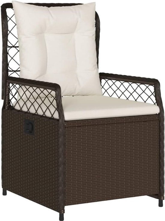 Poly rattan verstelbare rugleuning tuinset 80x80x74 cm bruin — afbeelding 5