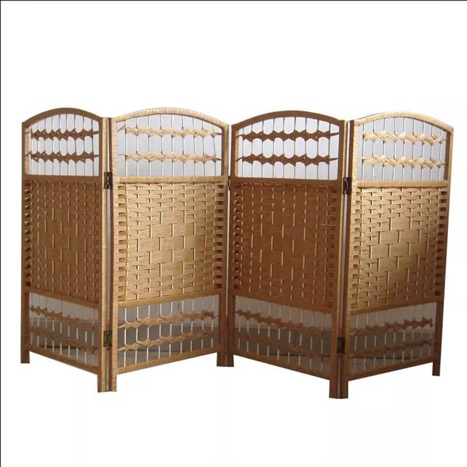 Rattan Children's Play Area Screen Divider Fence met opvouwbare en beweegbare panelen, natuurlijke kleur, 120 x 160 cm, ideaal voor kinderkamer en kleine ruimtes
