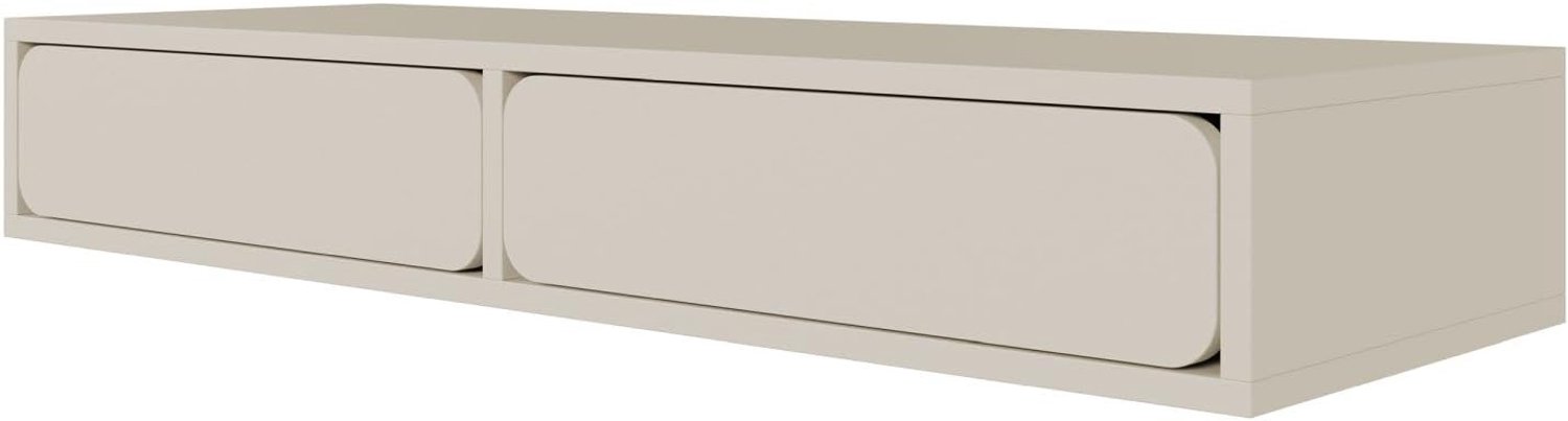 Selsey Wuwu Make-uptafel, grijs-beige, 110 x 35 x 17 cm, minimalistisch design met push-to-open laden, hangend te monteren, robuuste gelamineerde spaanplaat, perfect voor slaapkamer en kleedkamer