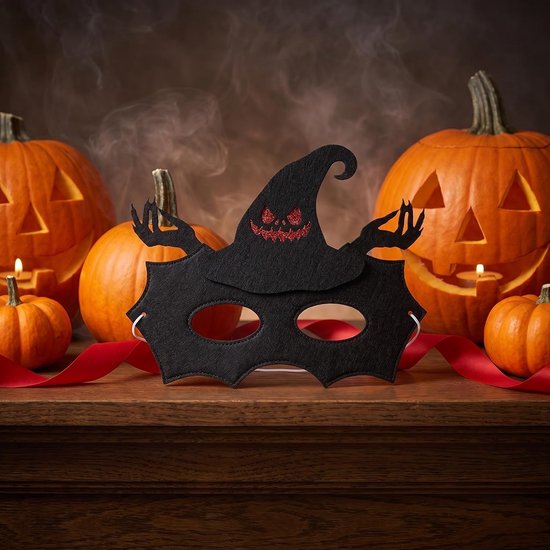 5 Stuks Delige Halloween Cosplay Half Gezicht Masker met Verstelbare Strap Lichtgewicht Polyester Spookachtig Skelet Vleermuis Thema voor Griezelige Feestelijke Masquerade Kostuum — afbeelding 3