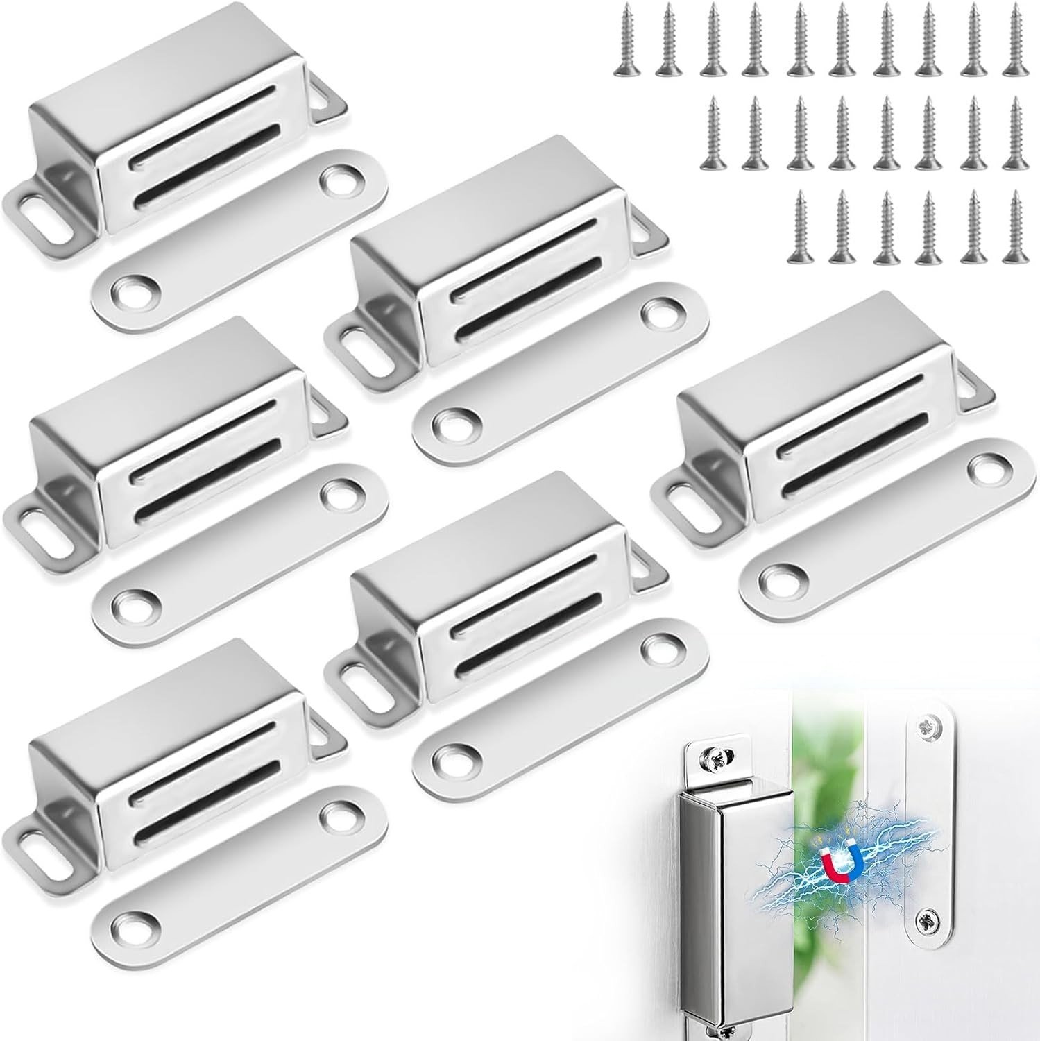 Set van 6 Sterke Magnetische Sluitingen voor Deuren, Kastdeuren en Lades - Ideaal voor Magneetafsluitingen en Kasten