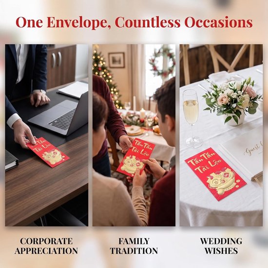 60 Stuks Vietnamese Lunar Year Envelopes Lucky Money Packets With Goat Year Design Festive Money Bags For Spring Festival And Celebrations Meerdere stijlen — afbeelding 3