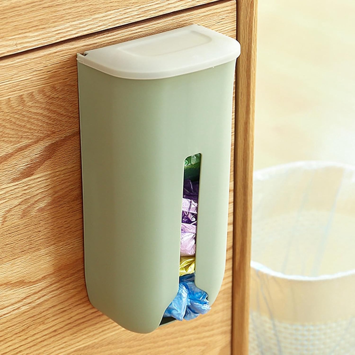 Praktische Tasdispenser voor Gemakkelijke Installatie en Opberging van Plastic Tassen in Nordic Groen