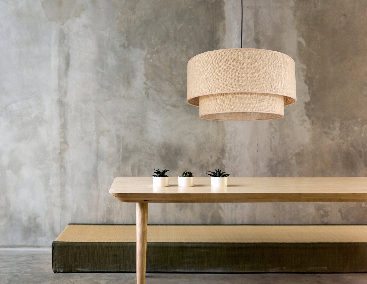 Boho Jute Hanglamp - Stijlvolle Plafondlamp met Stoffen Kap